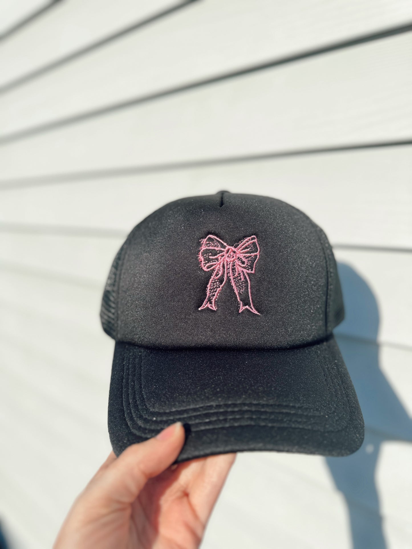 The Black & Pink Bow Trucker Hat