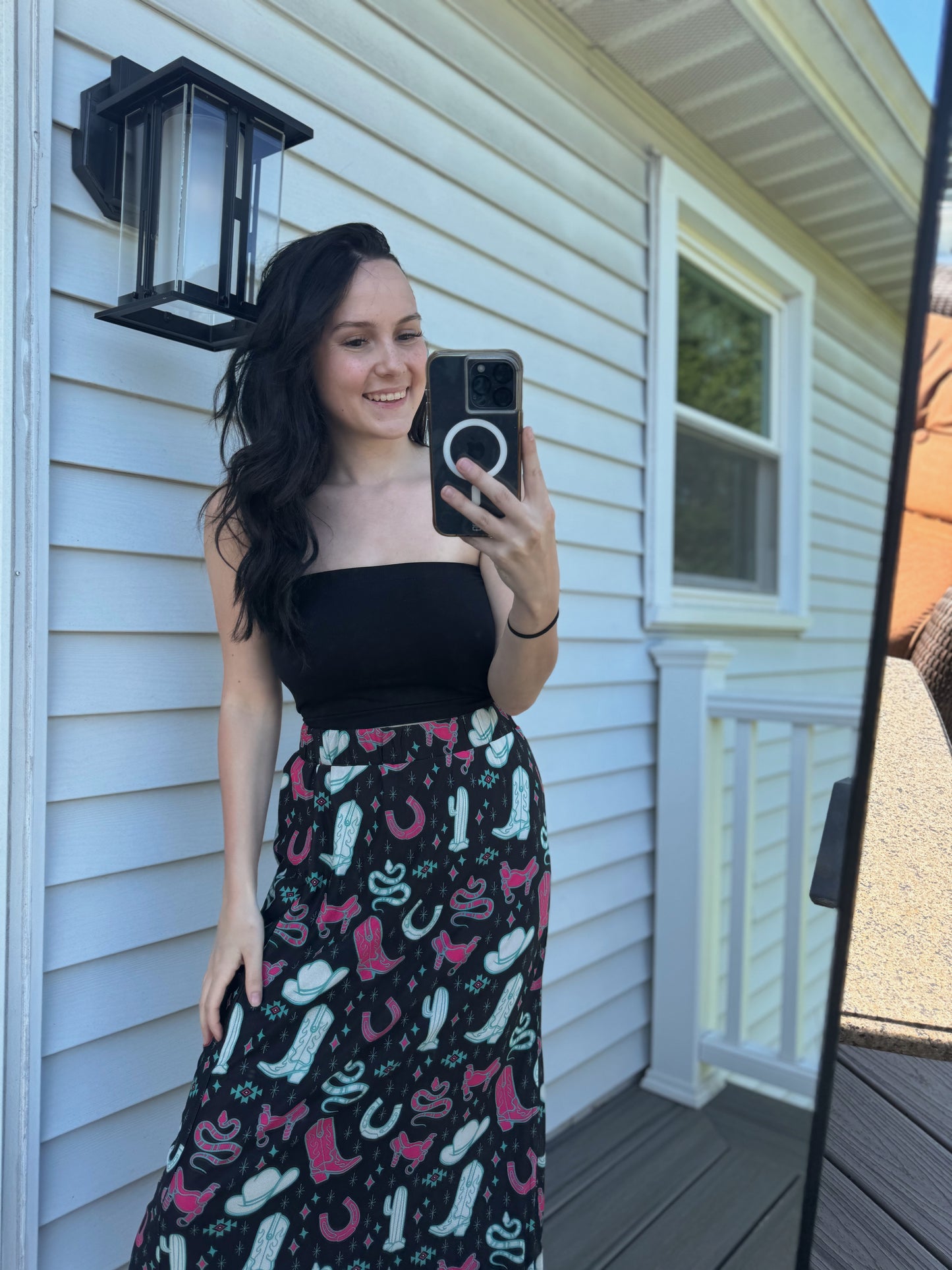 All The Western Print Skirt