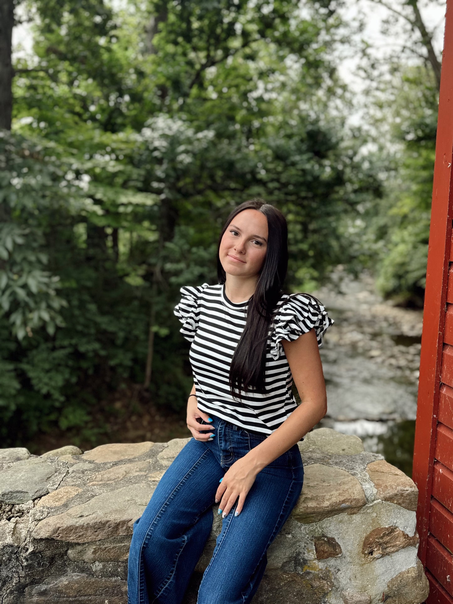 The Showstopper Striped Ruffle Top