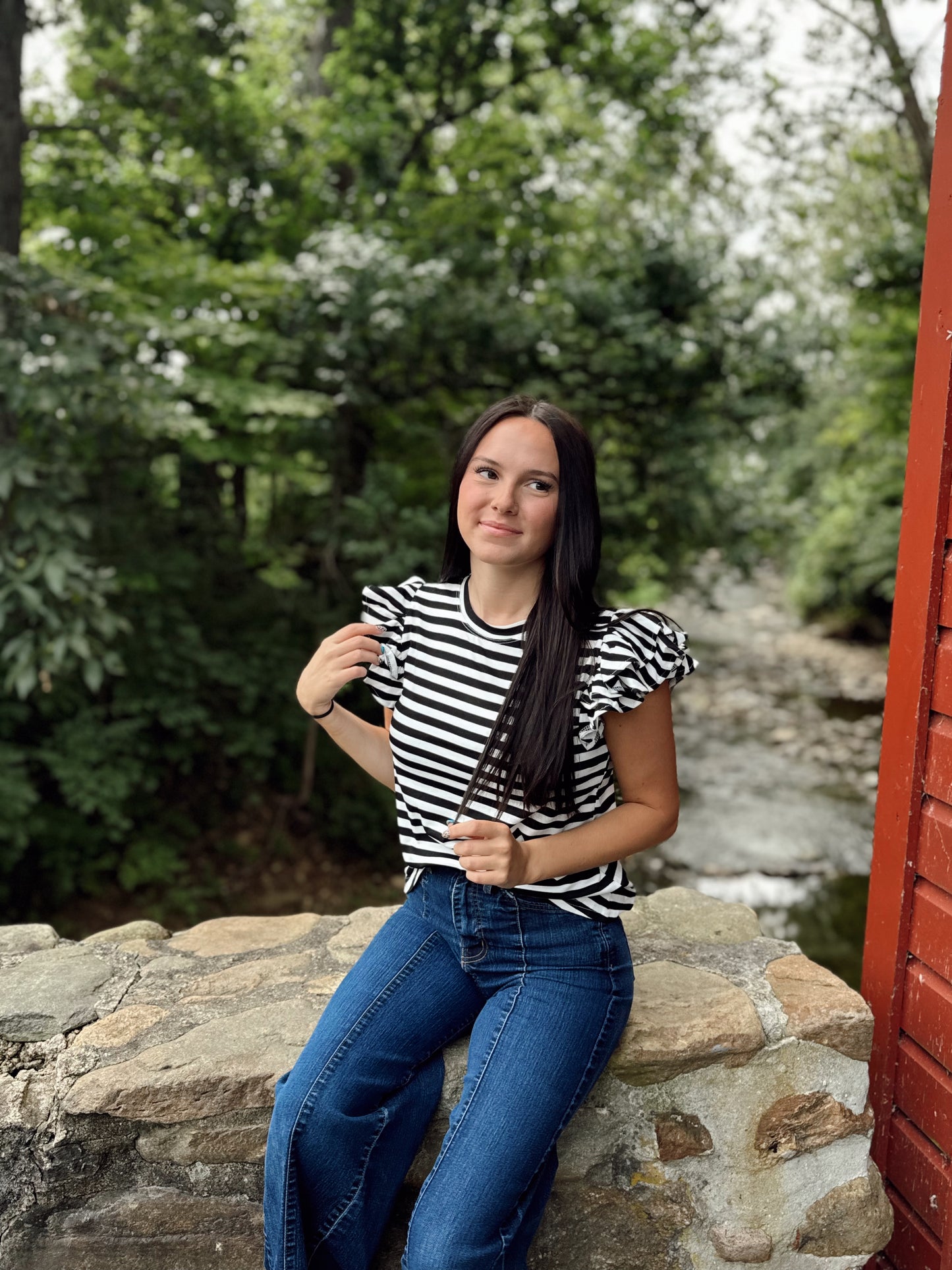 The Showstopper Striped Ruffle Top