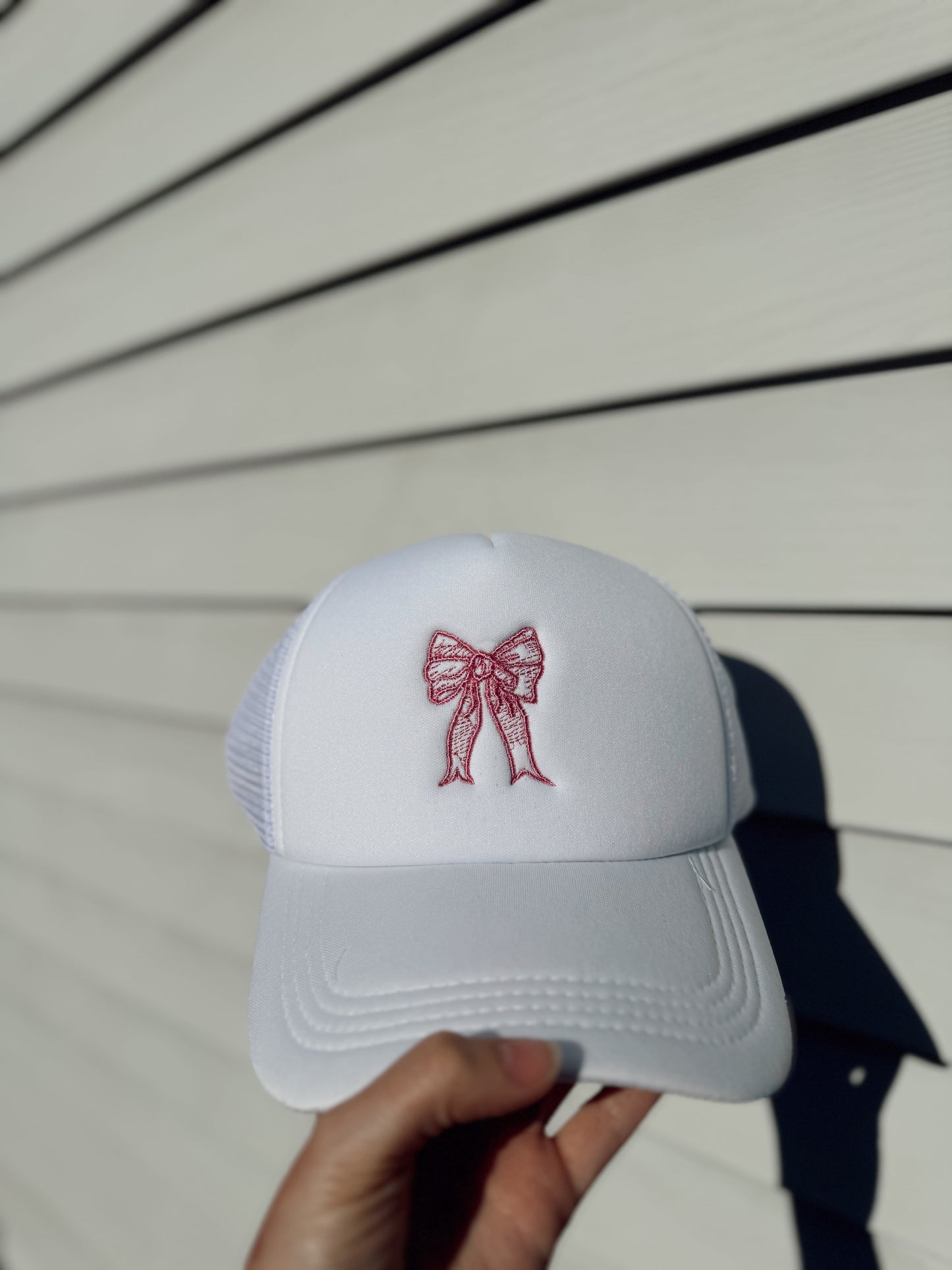 The White & Pink Bow Trucker Hat