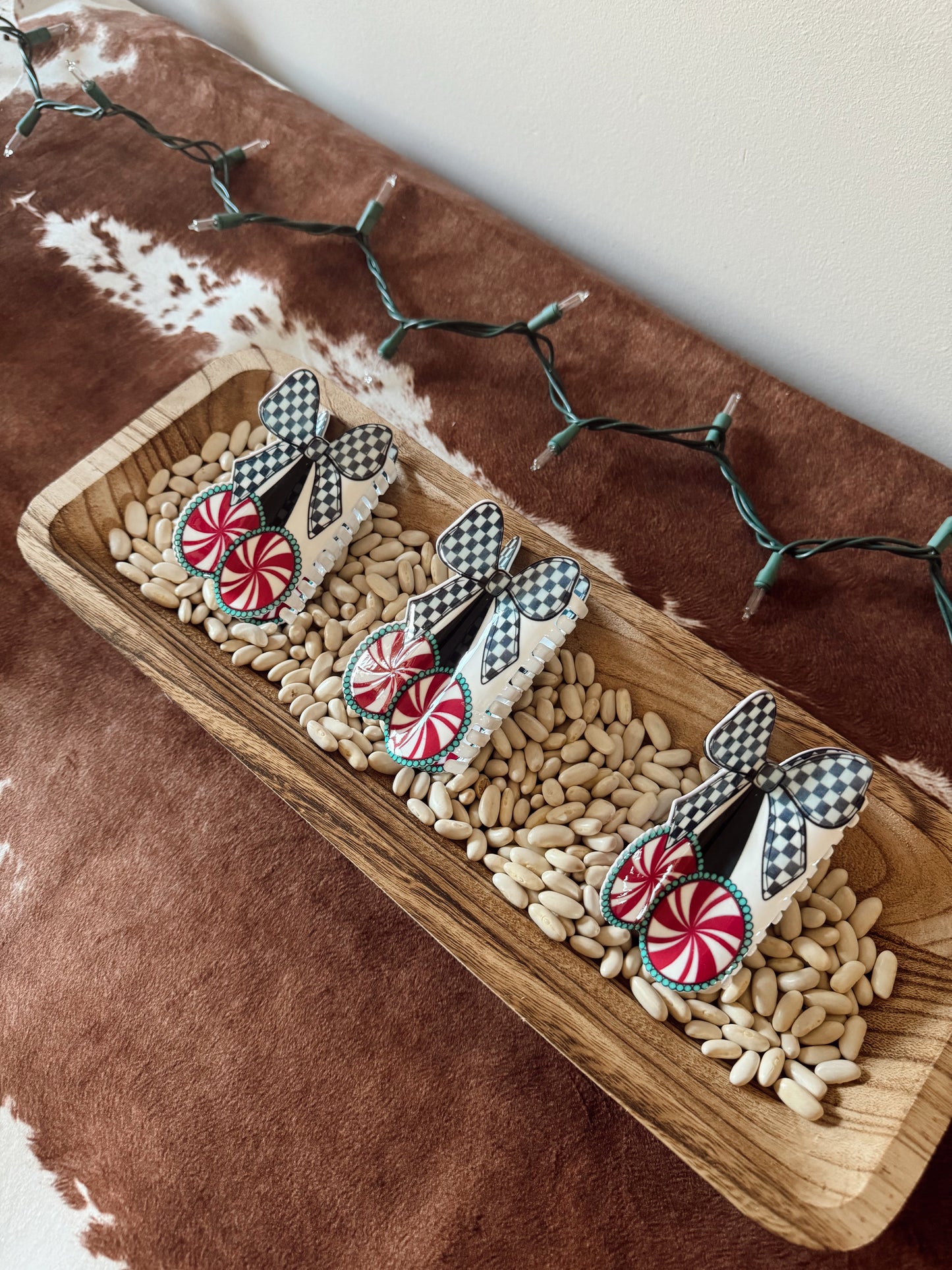 The Peppermint Cherry Bow Clip