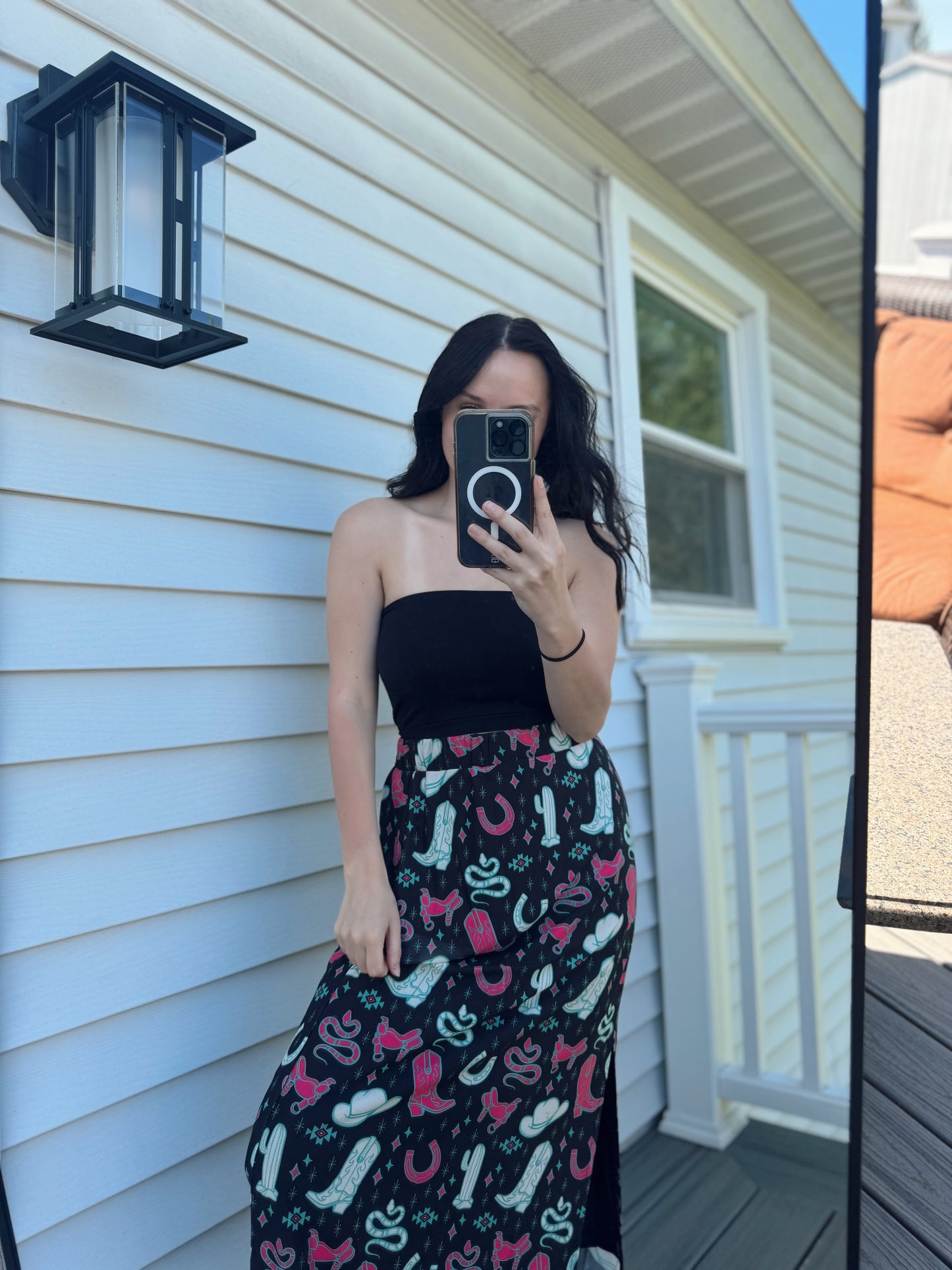 All The Western Print Skirt
