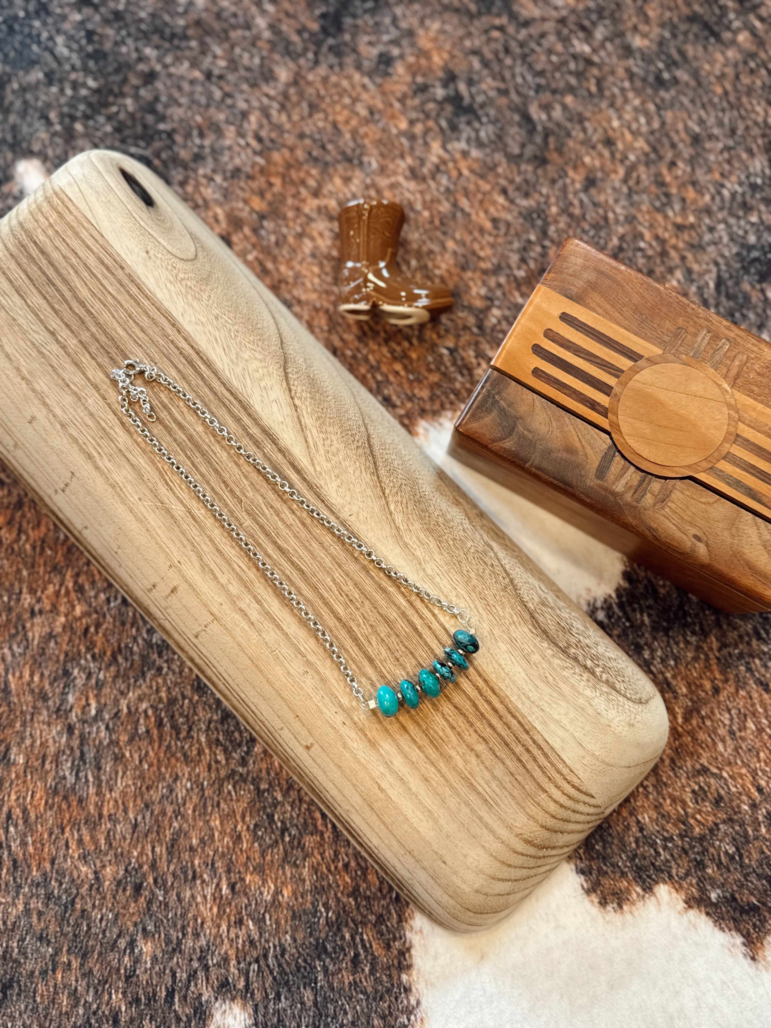 Turqouise Bar Necklace - 16 - 18