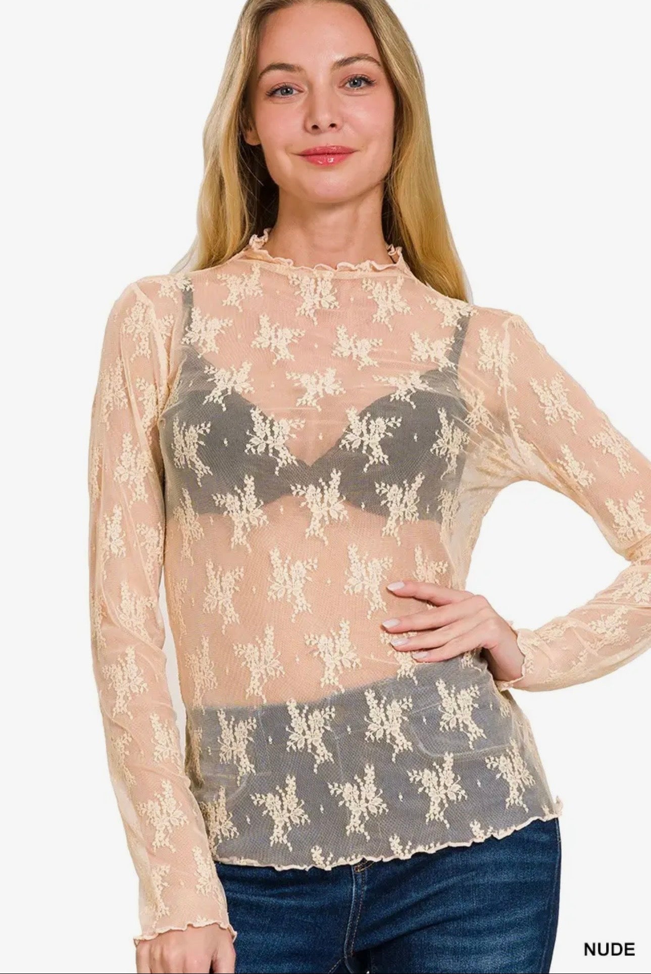 The Everyday Lace Top - Nude
