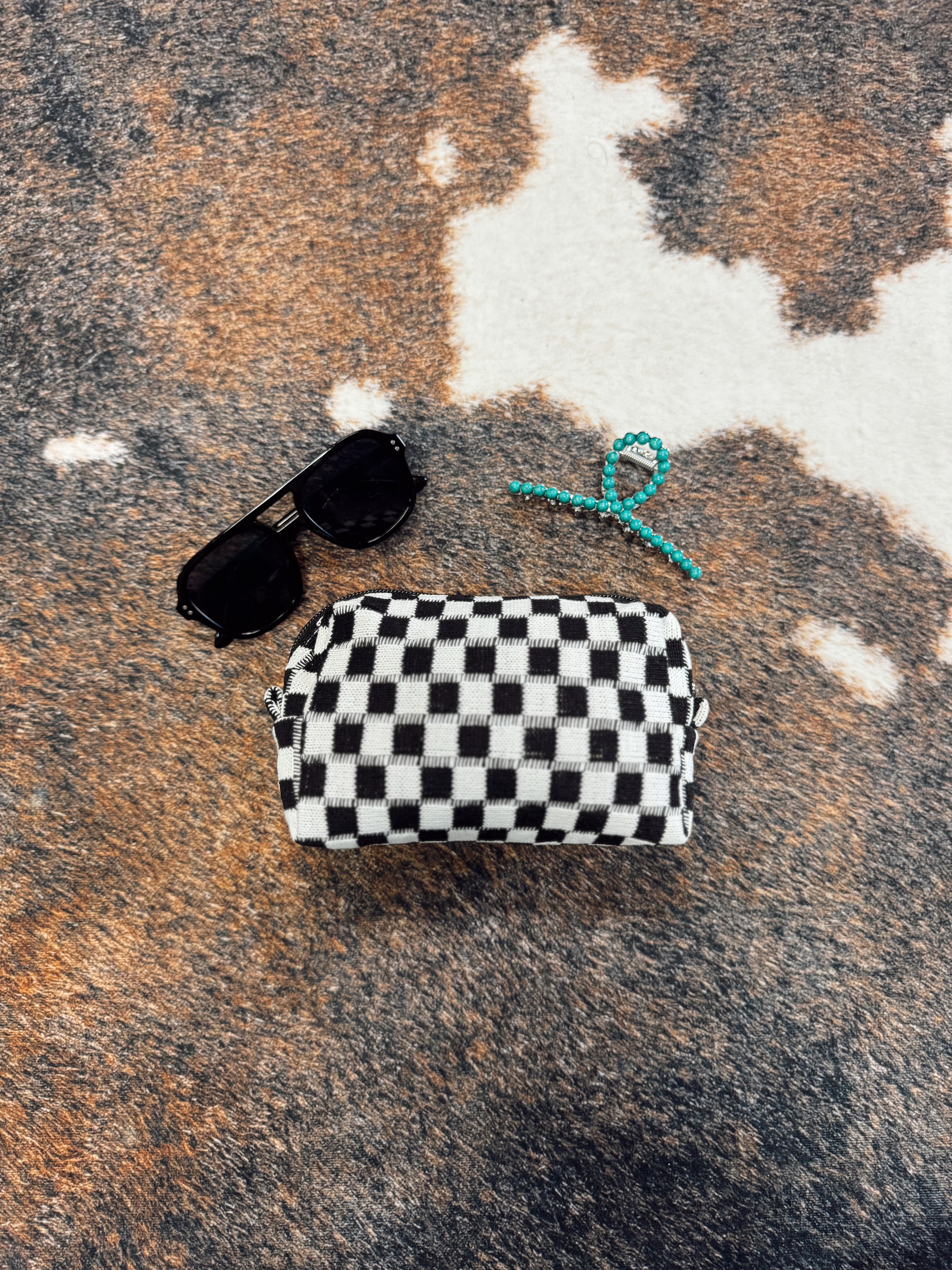 The Checker Makeup Bag - Large