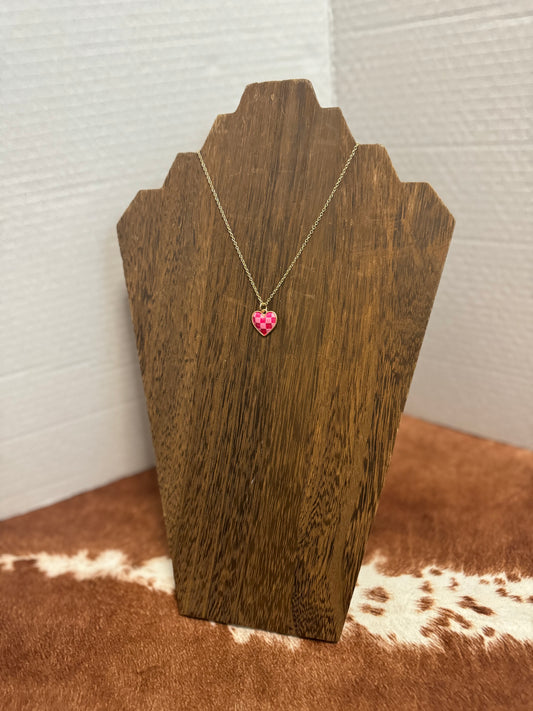 Pink Checkered Necklace
