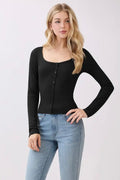 The Rowdy Button Top - Black