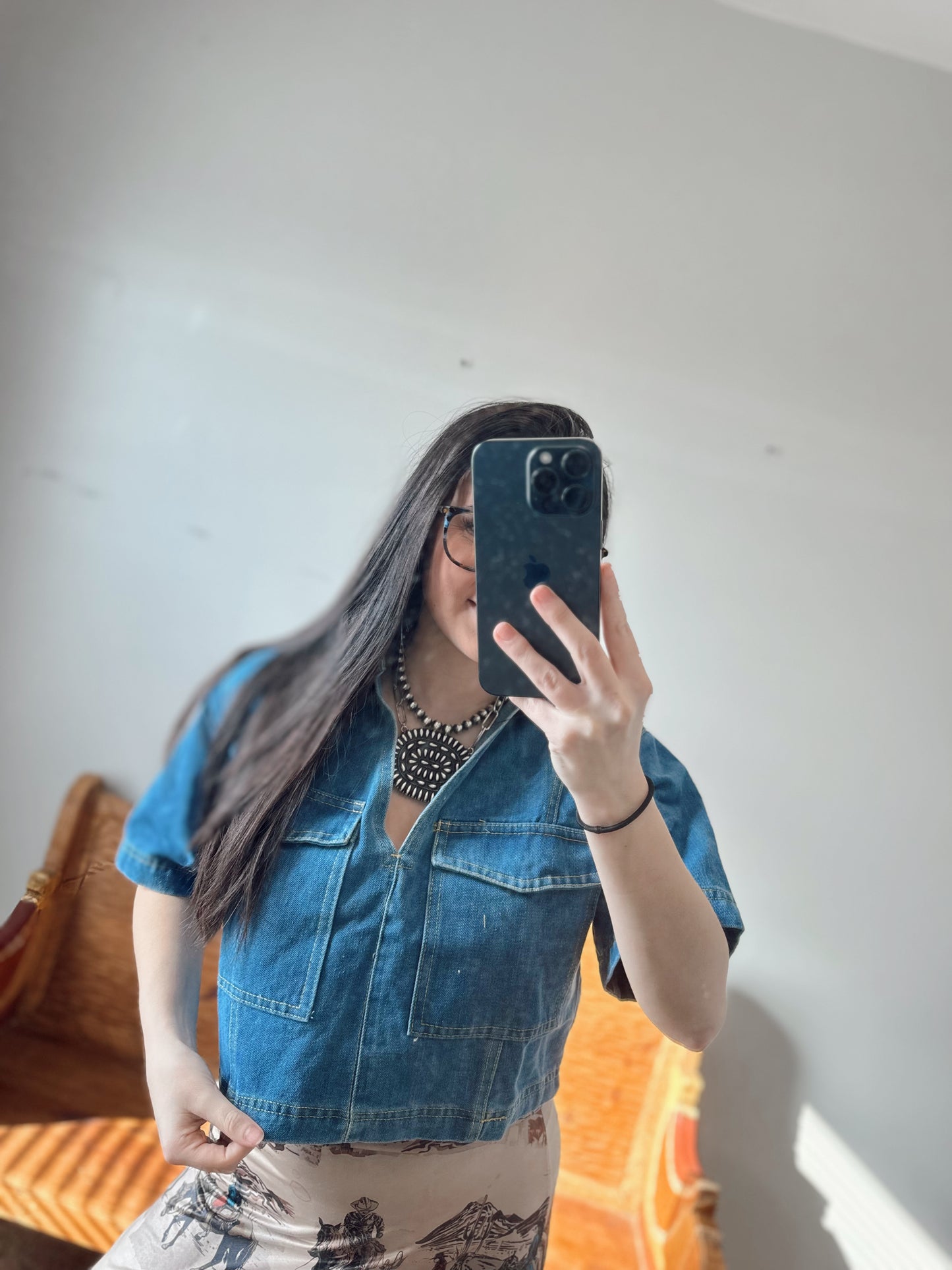 The Calling Cowgirl Denim Top - PRE ORDER