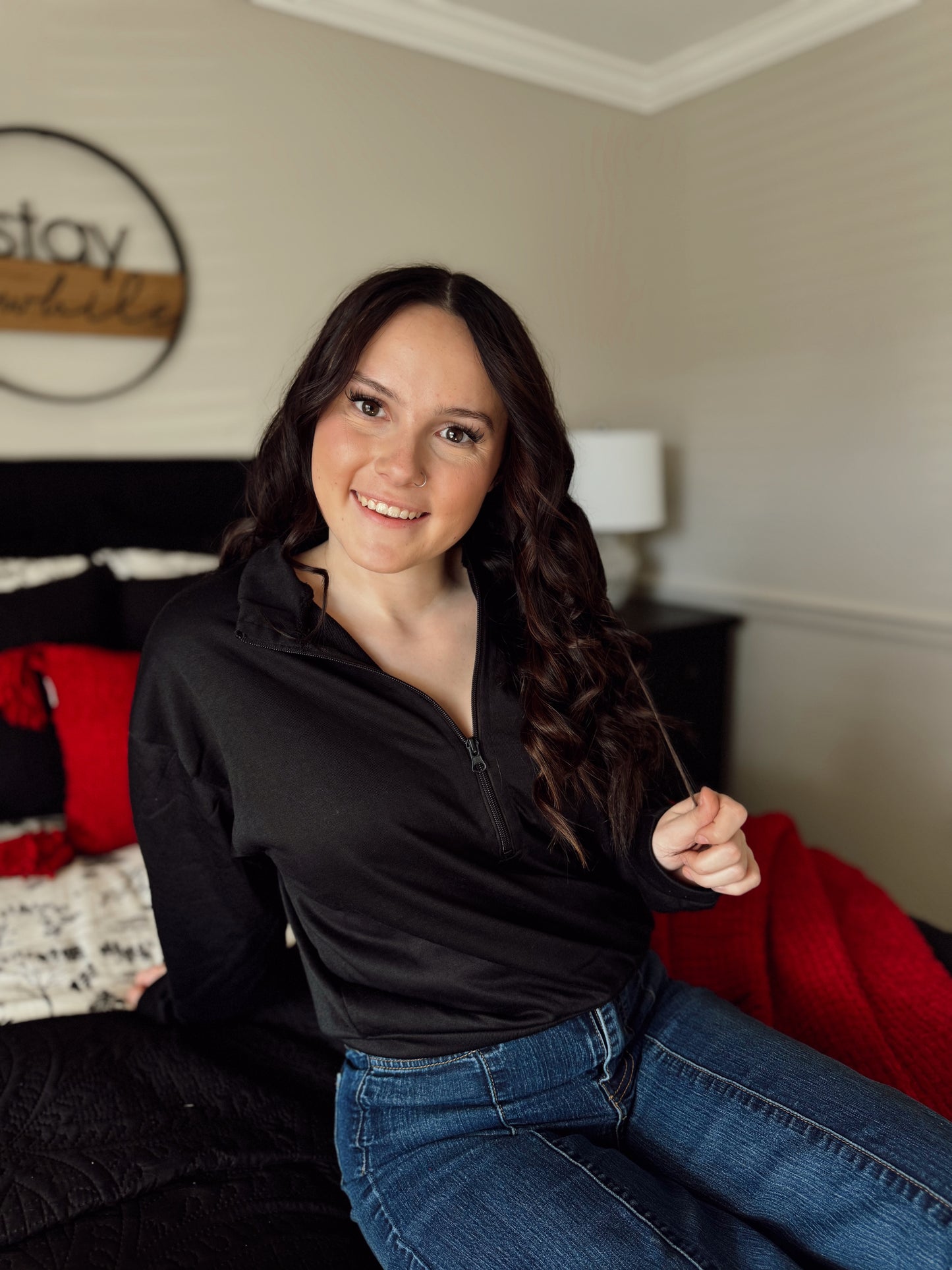 All the Basic Black 1/4 Zip Crew