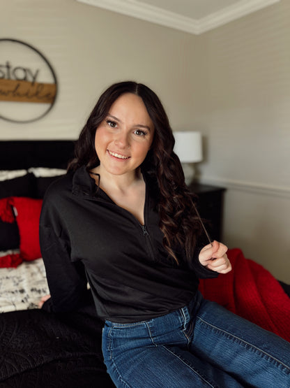 All the Basic Black 1/4 Zip Crew