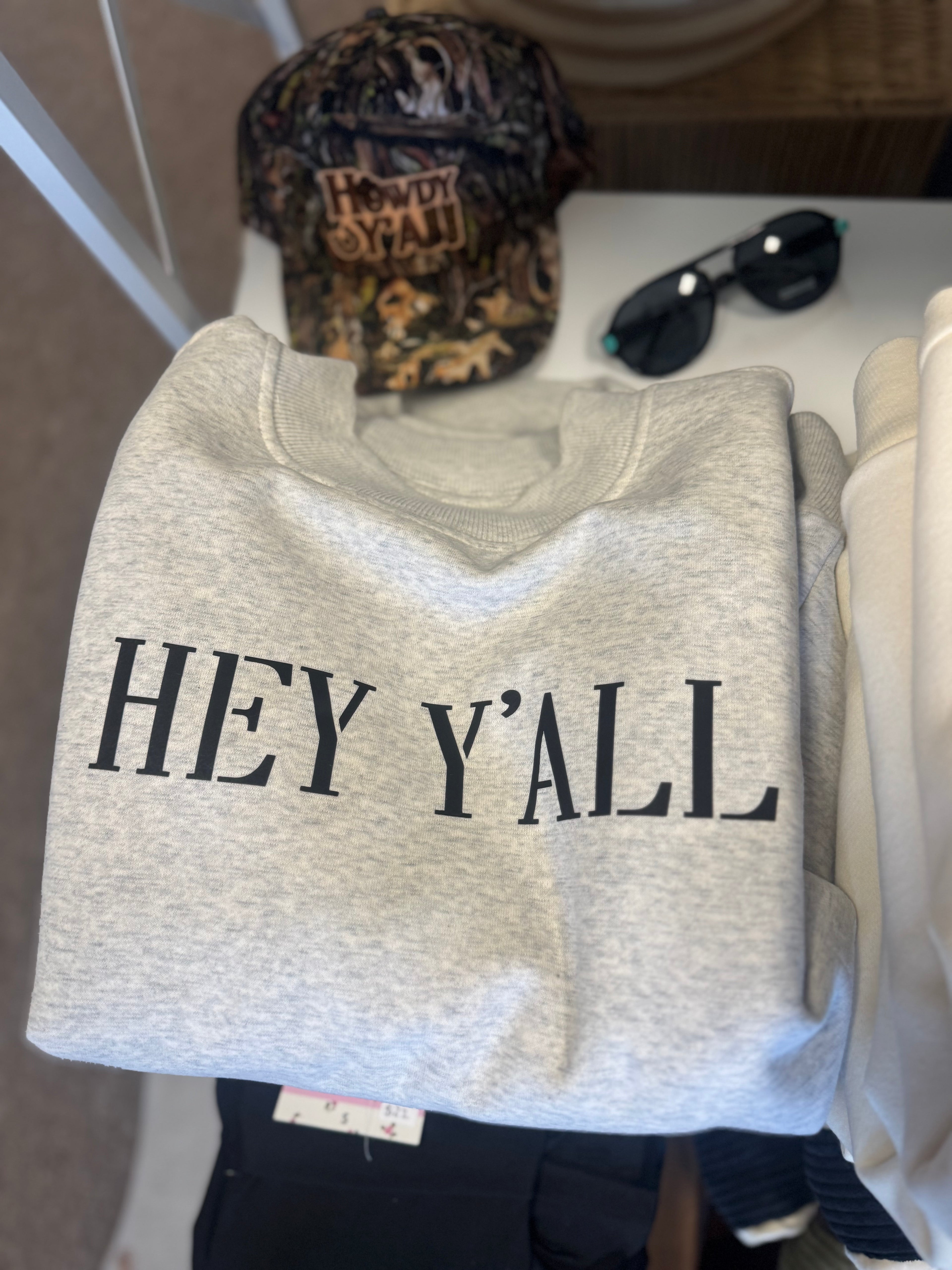 The Hey Y’all Grey Mock Neck