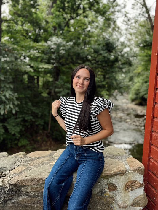 The Showstopper Striped Ruffle Top