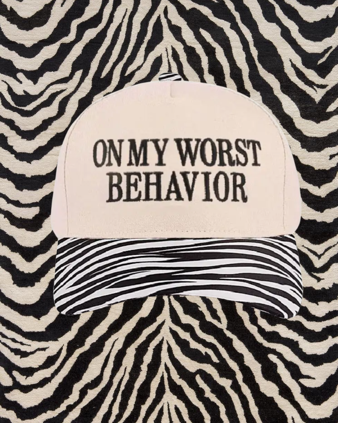 On my worst behavior trucker hat