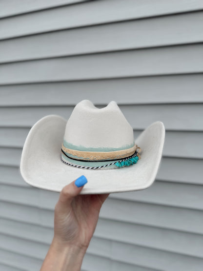 The White Turquoise Wildflower Hat